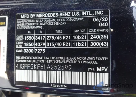 2020 Mercedes-Benz Gls 450 4Matic z USA, uszkodzony, nr VIN 4JGFF5KE6LA252599